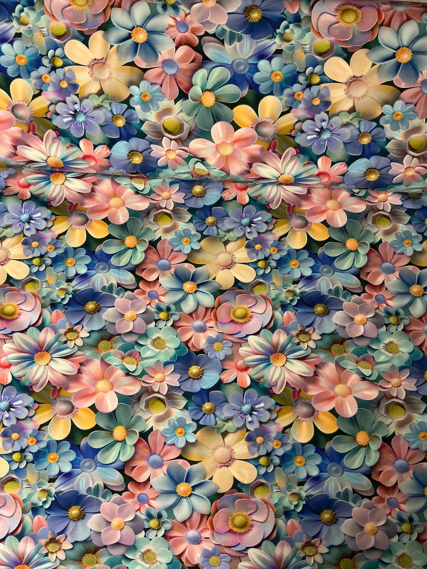 Jersey 3D Blumen bunt – Eigendruck