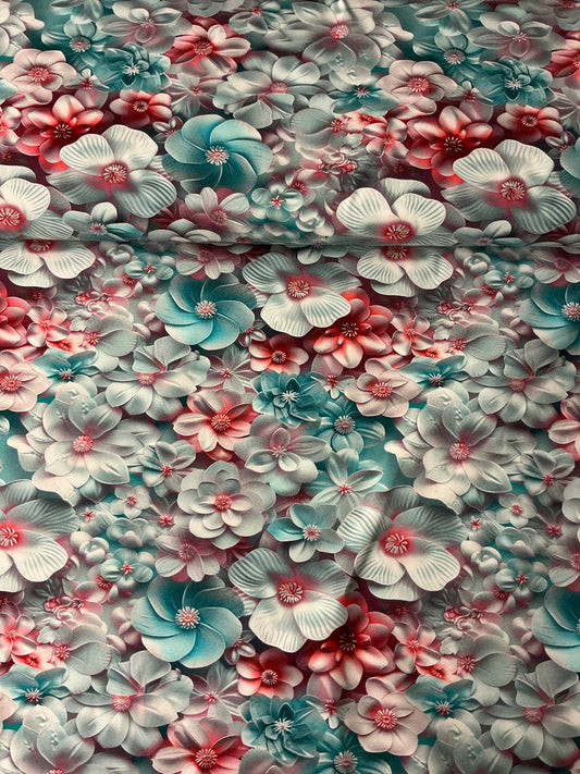 Jersey 3D Blumen pastell - Eigendruck