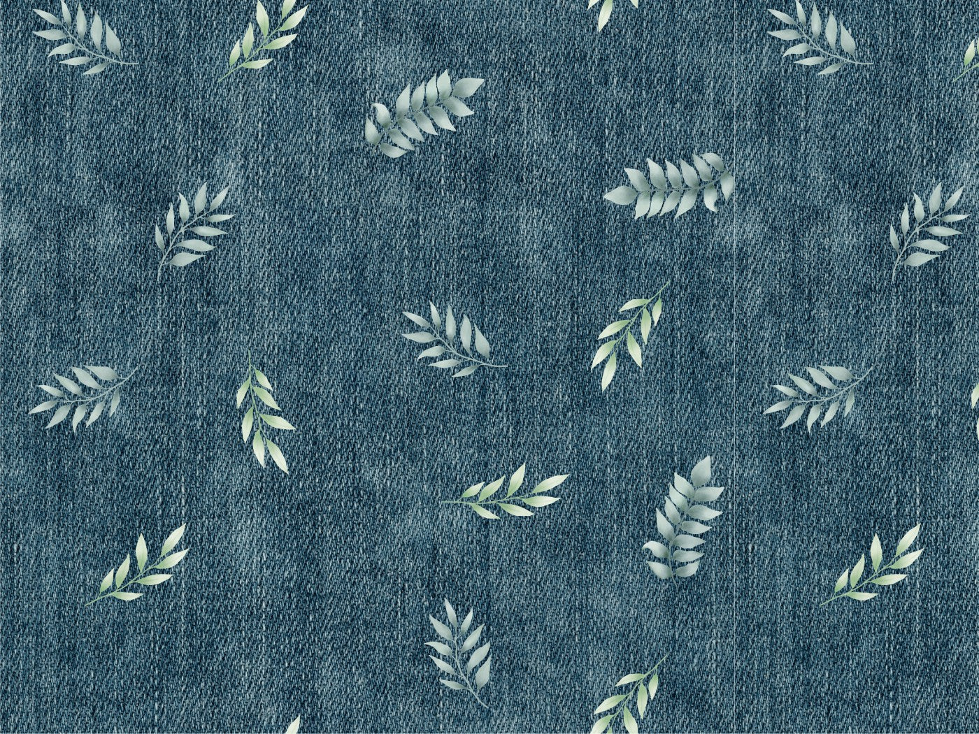 French Terry Denim Style Blätter