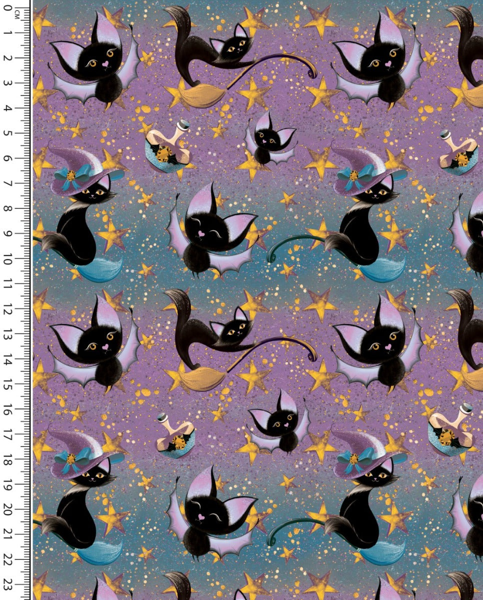 French Terry schwarze Fledermaus & Katze